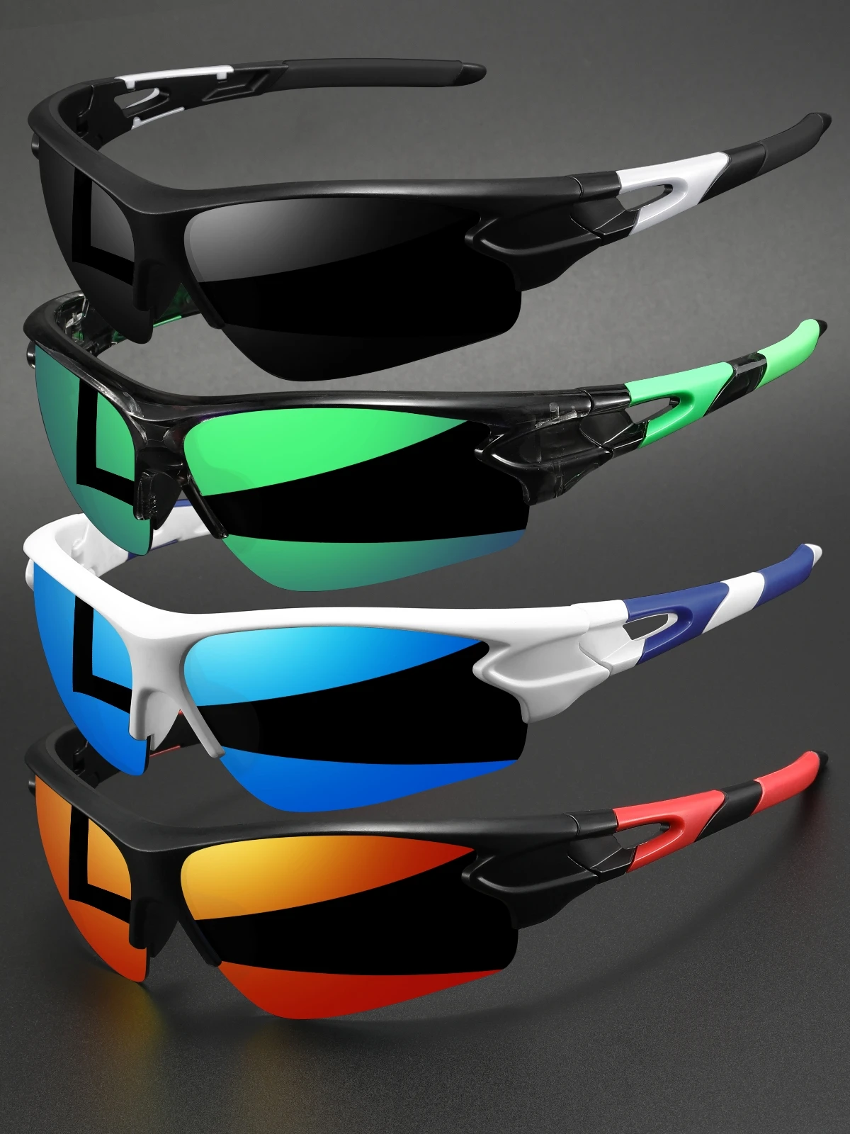 3 Stück neue umlaufende Sport-Sonnenbrille, halbrandlos, leicht, für Radfahren, Wandern, täglich, Unisex, UV400, beschlagfrei, Outdoor-Brille – Detail 10
