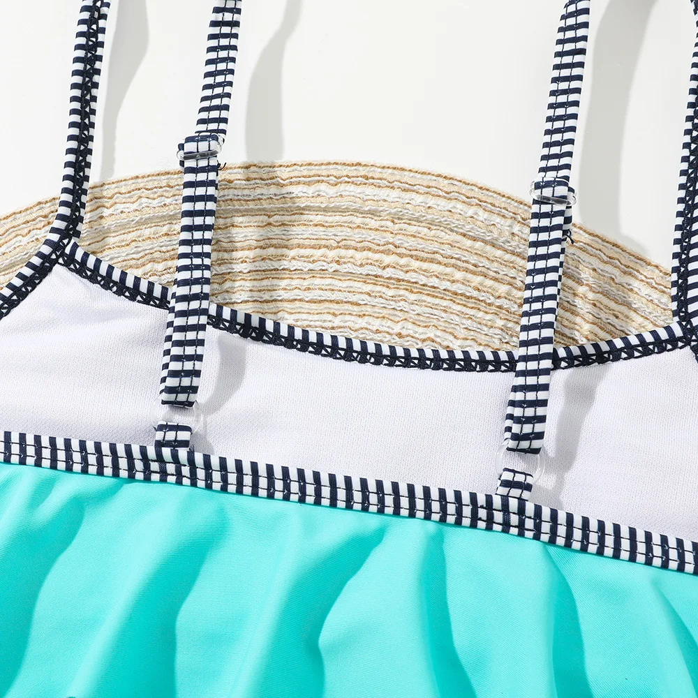 Ruffle Trim Hollow Out Girl Swimsuit Kids Flounce Bikini Set Two Piece Children's Swimwear 7-14Years Teen Bathing Suit Beachwear girls swimsuit