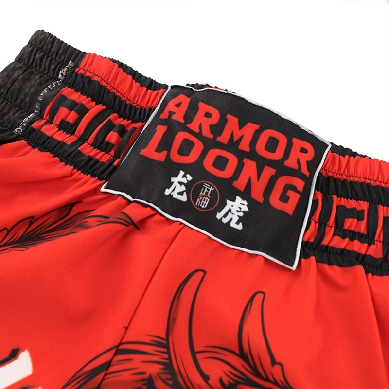 Sports Apparel Rashguard Jiu Jitsu Grappling Fight MMA Shorts Gym Training Muay Thai Pants Kick Boxing T Shirt Men Red Dragon Thai Box Clothes