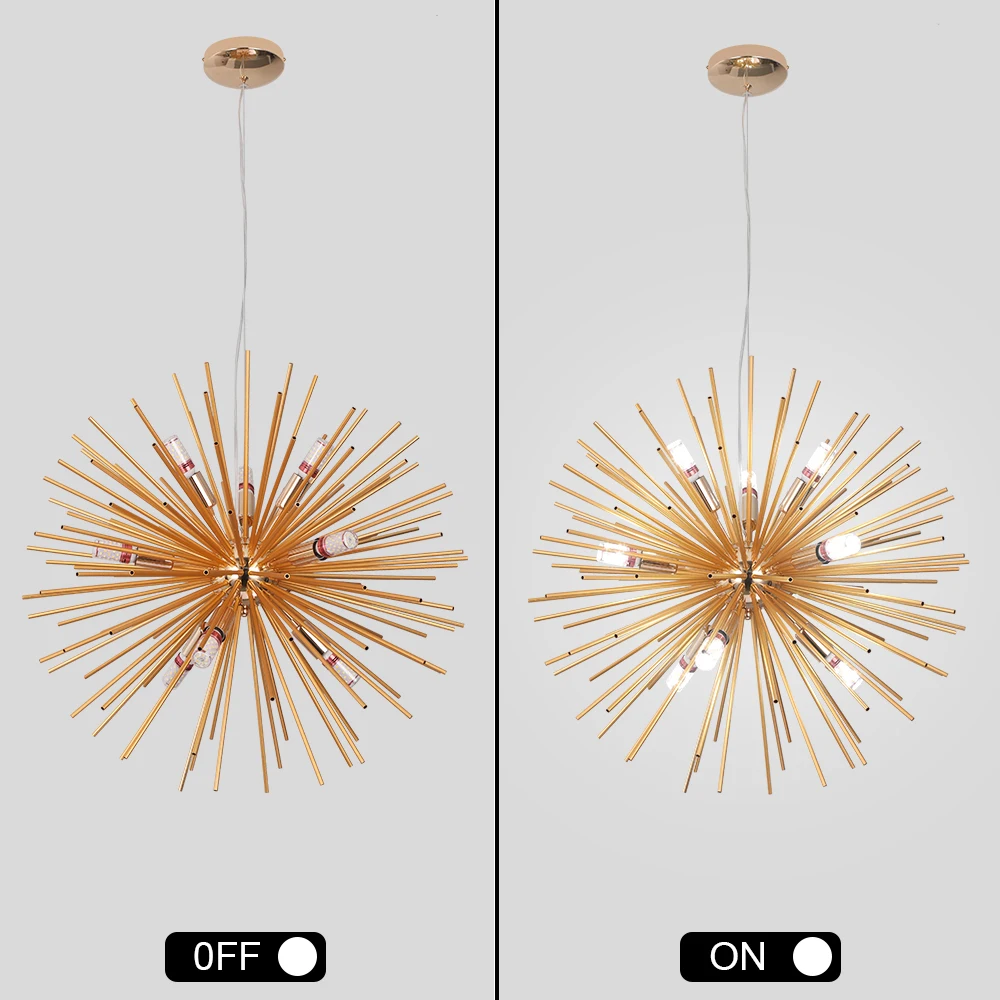 Led Firework Gold Chandelier Modern Pendant Light Ceiling Lamp Dining Room Kitchen Island Nordic Luminaire Home Decor Fixture