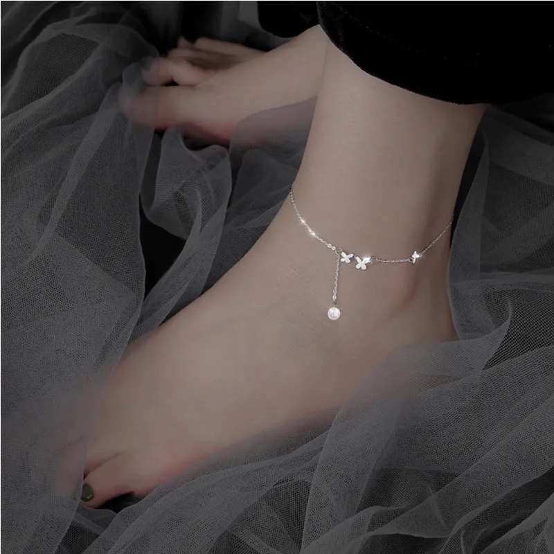 SilverColorButterflyAnkletForWomensNewStyleLightAndLuxurious
