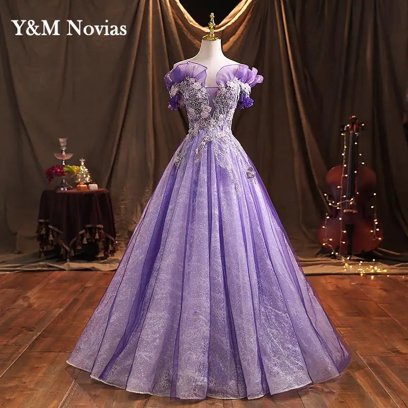 Purple Quinceanera Dress Flower Ruffles Sweetheart Lace-up Back Sweet 15 Girl Princess Vestidos De Quinceanera Gown