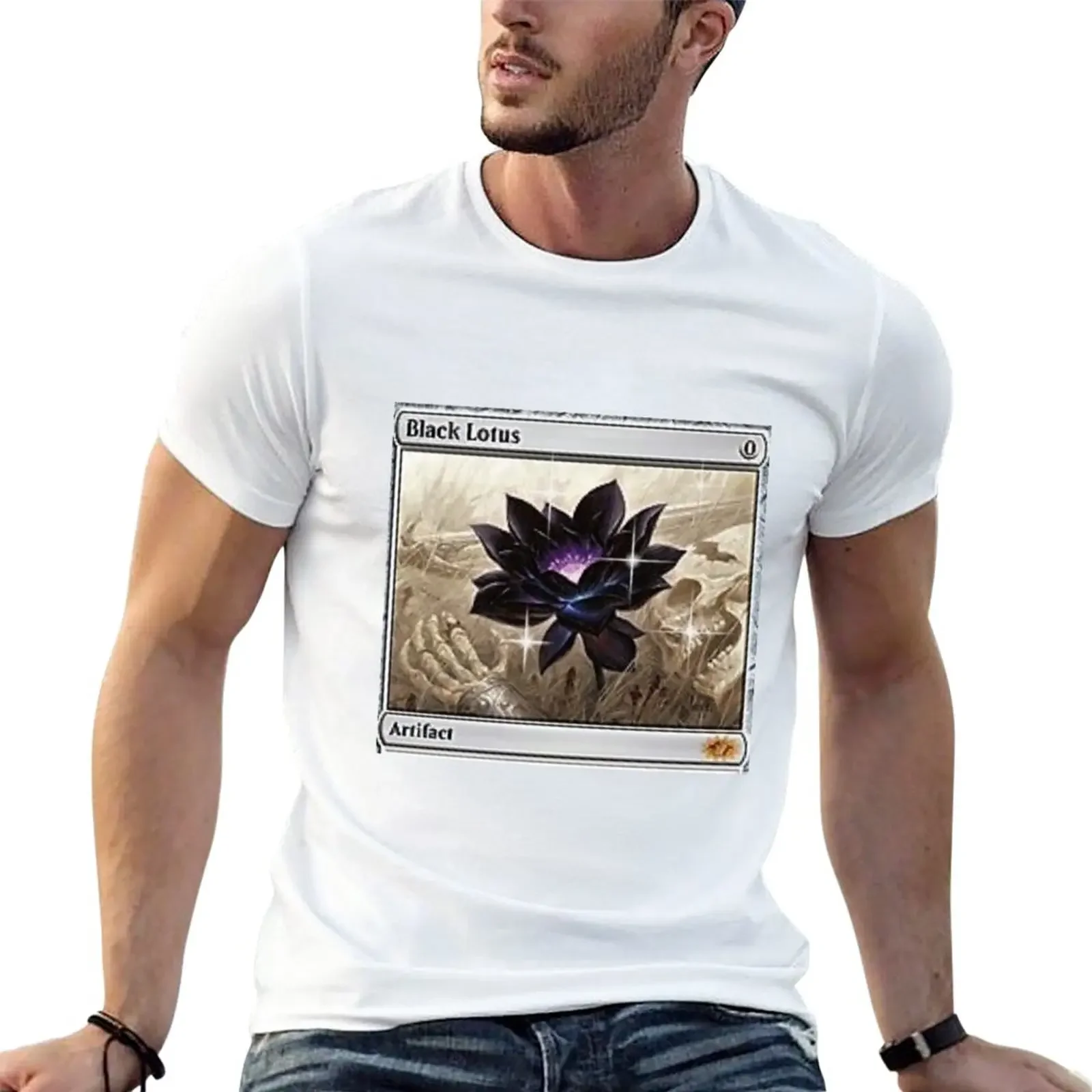 Mox Sapphire Mtg Tshirt Mask Design Modifica Digital Black Lotus T-Shirt Sweat New Edition Abbigliamento Uomo Oversize
