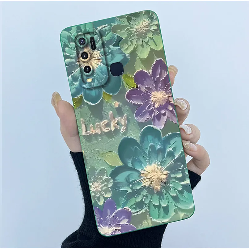 Fashion Simplicity Flower Soft Liquid Silicone Phone Case Cover