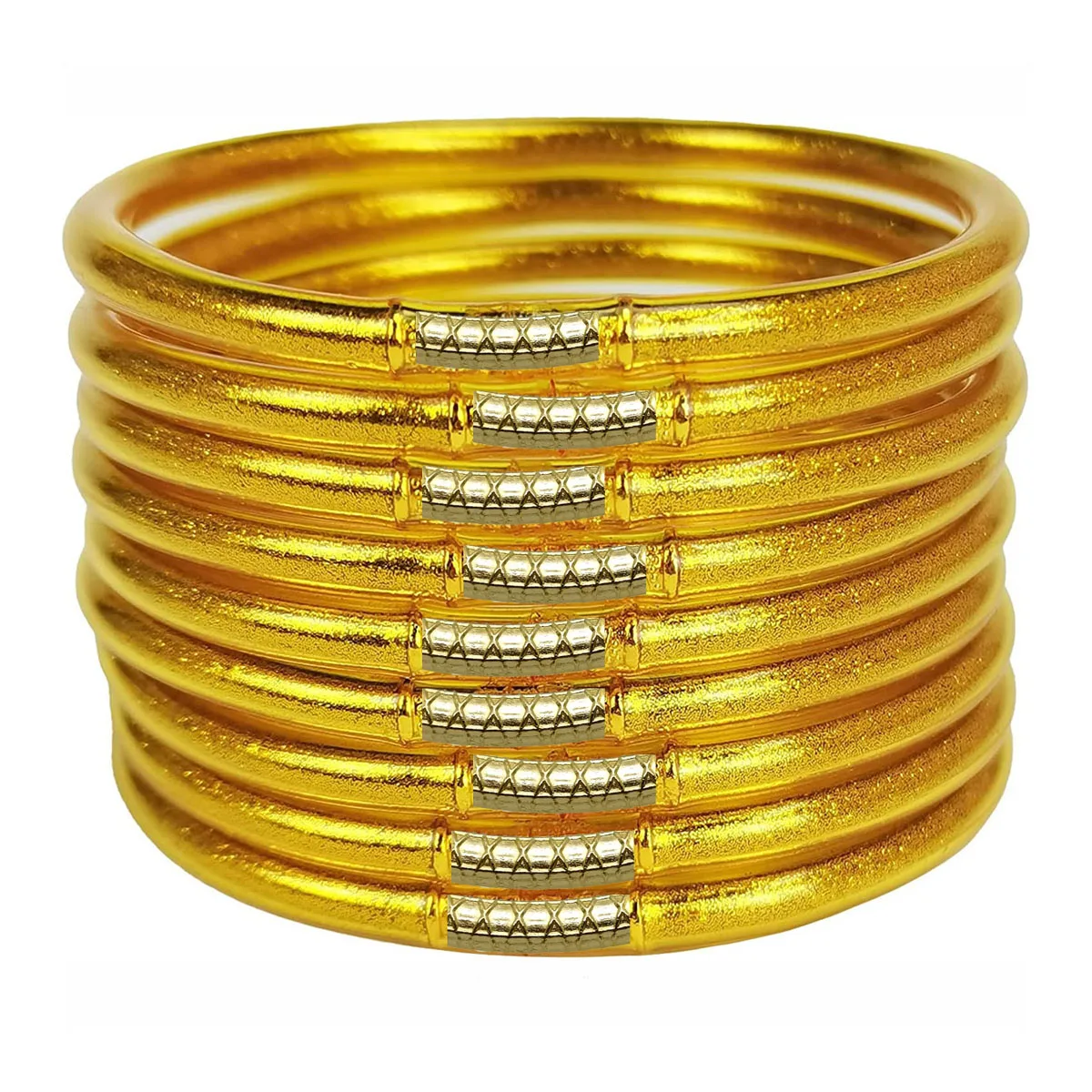 9pcs/set Glitter Jelly Bangles Bracelets Set for Women Shiny Buddhist Jonc Bracelet for Women 2