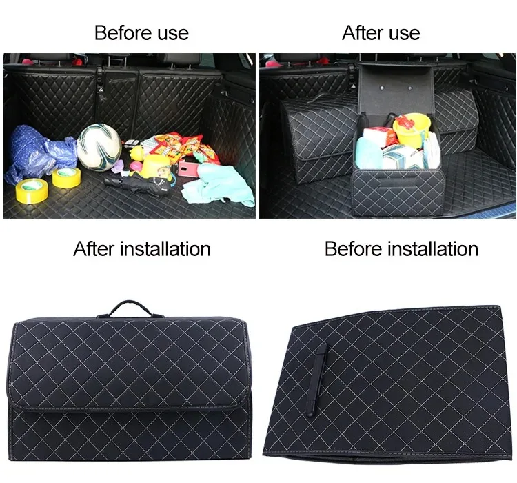 Auto Trunk Organizer Box Große Kapazität Auto Multiuse Werkzeuge Lagerung Tasche Verstauen Aufräumen Leder Falten Für Notfall Lagerung Bo – Detail 13