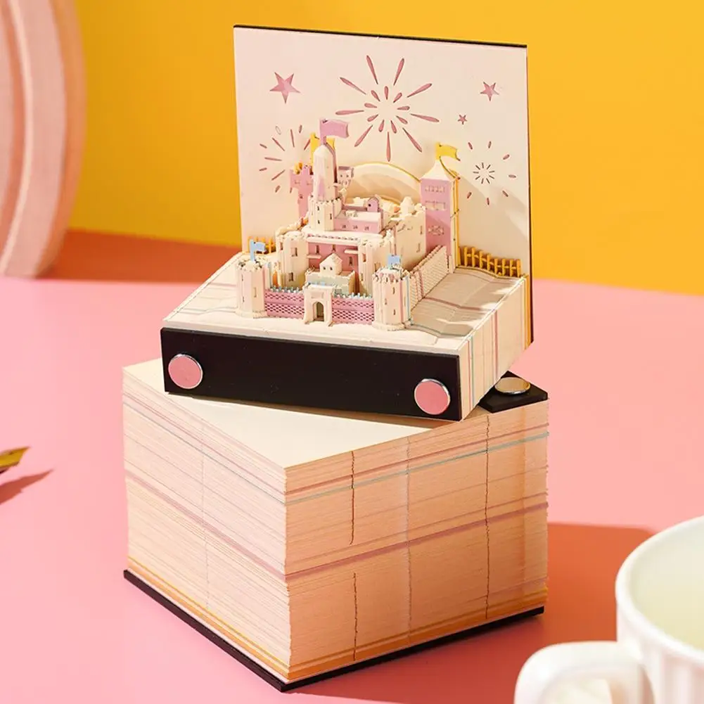 창의적인 3D 종이 조각 아트 성 메모장 메모장, DIY 스티커 메모 패드, 달력 플래너, 사무실 책상 장식, 선물