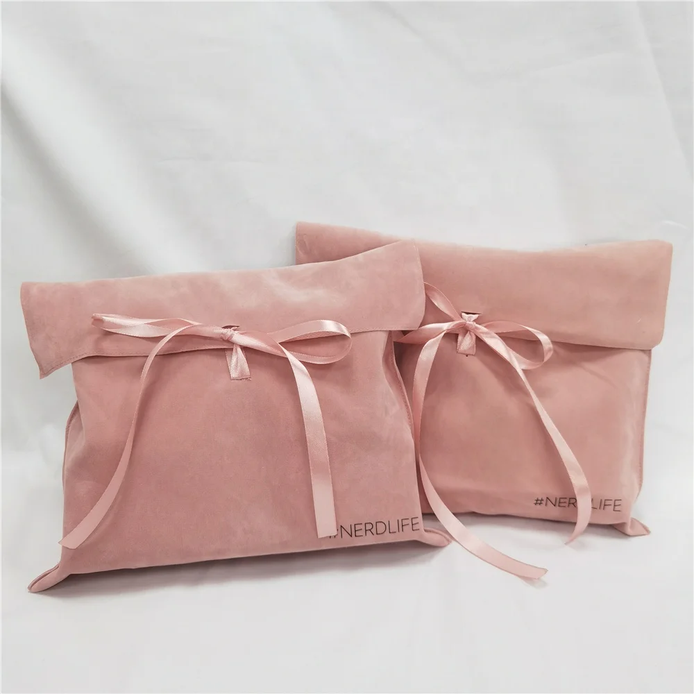 Customize Pink Velvet Envelope Flap Velvet Bags With Custom Logo Velvet