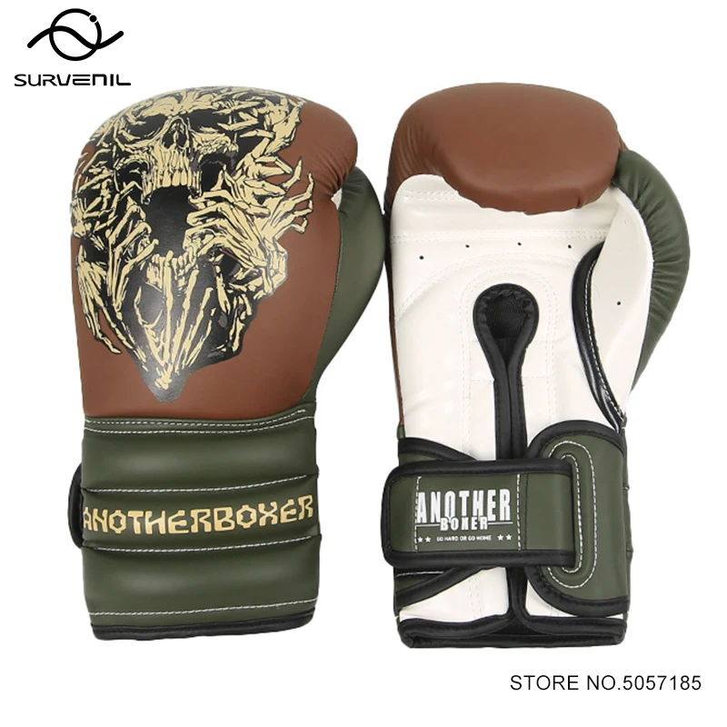 10 12 14oz Boxing Gloves Skull Premium Muay Thai Fighting Gloves Men Women Sanda Free Fight MMA Sandbag Punch Training Equipment