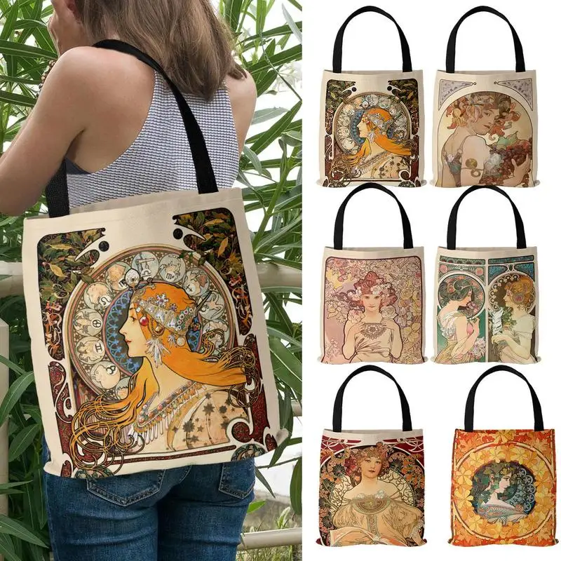 

Красивая Женская Холщовая Сумка на плечо, Женская Повседневная сумка с принтом, сумка-тоут, многоразовая вместительная хлопковая фотосумка