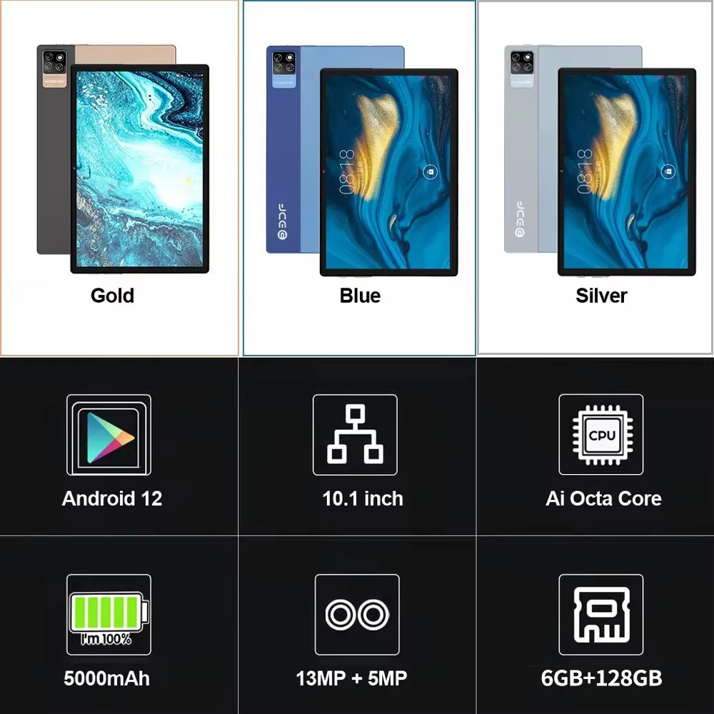 2025 New 10.1Inch 4G LTE 6GB RAM 128GB ROM Android 12 Tablets Phone Call Dual GPS Bluetooth WiFi Google Tablet PC 2