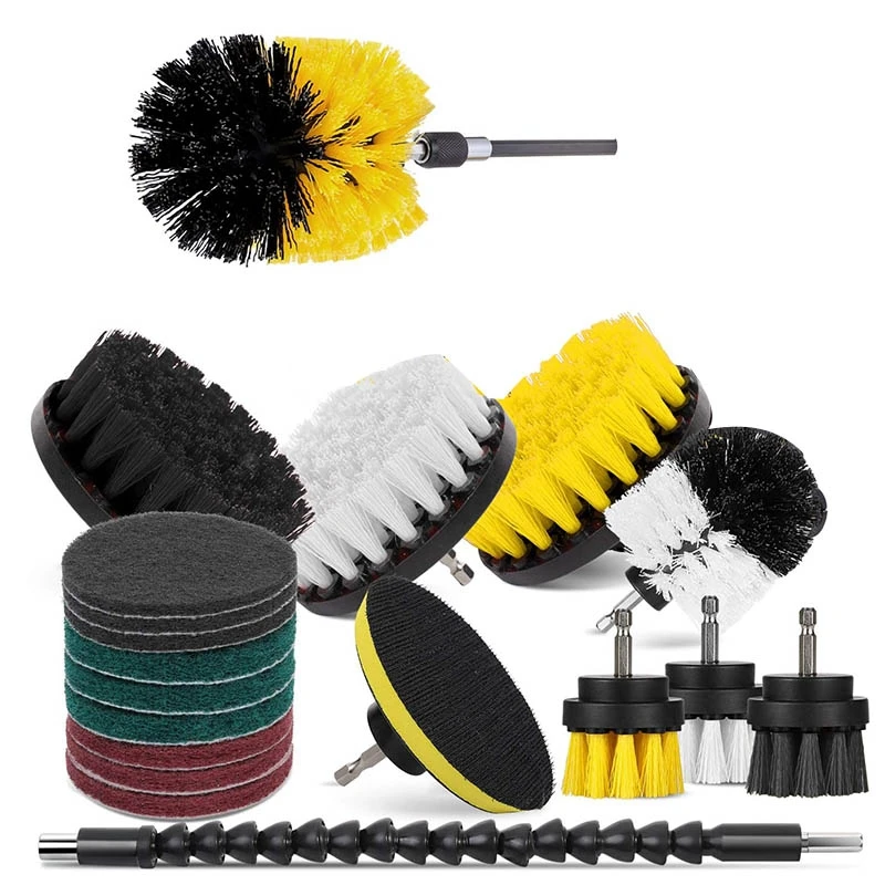 

AT14 20Pcs Drill Brush Power Scrubber Set Drill Scrub Brush Attachment Kit For Cleaning Bathroom, Kitchen, Car, Grout