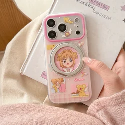 Adorable Cartoon Phone Case with Rotating Stand - Shockproof and Stylish Cover - iPhone 15 Pro Max (NF634)