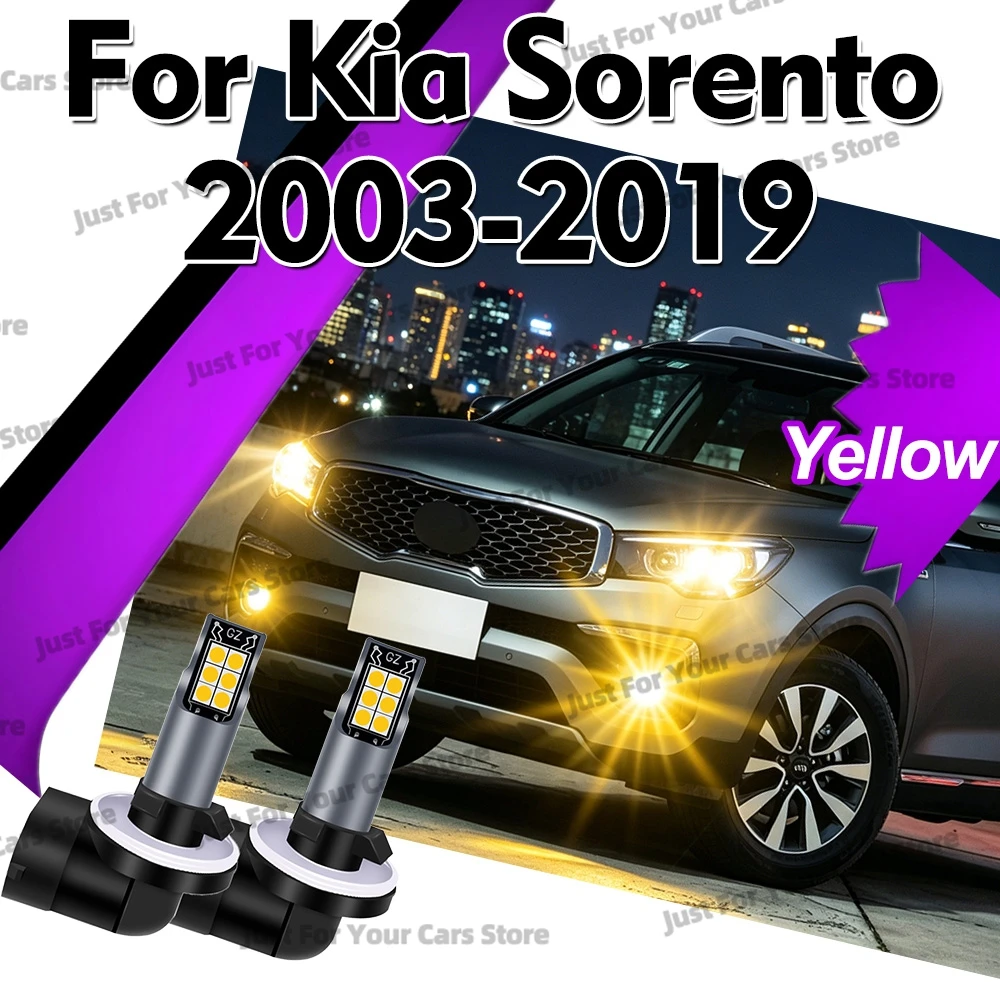 2x LED 자동차 안개등 노란색 기아 쏘렌토 2003-2019 2004 2005 2006 2007 2008 2009 2010 2011 2012 2013 2014 2015 2016 2017 2018용