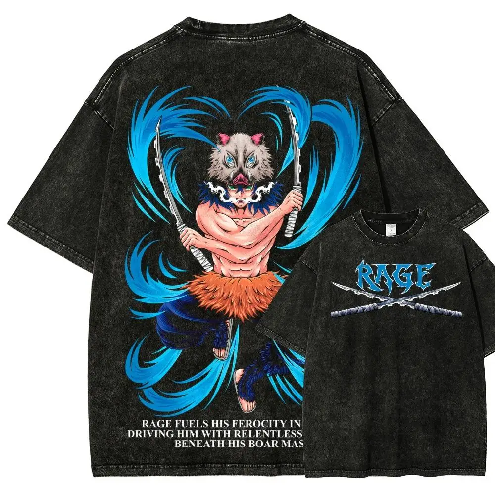Vintage Wash Aesthetic Anime Graphic Tee, Otaku Gift Apparel