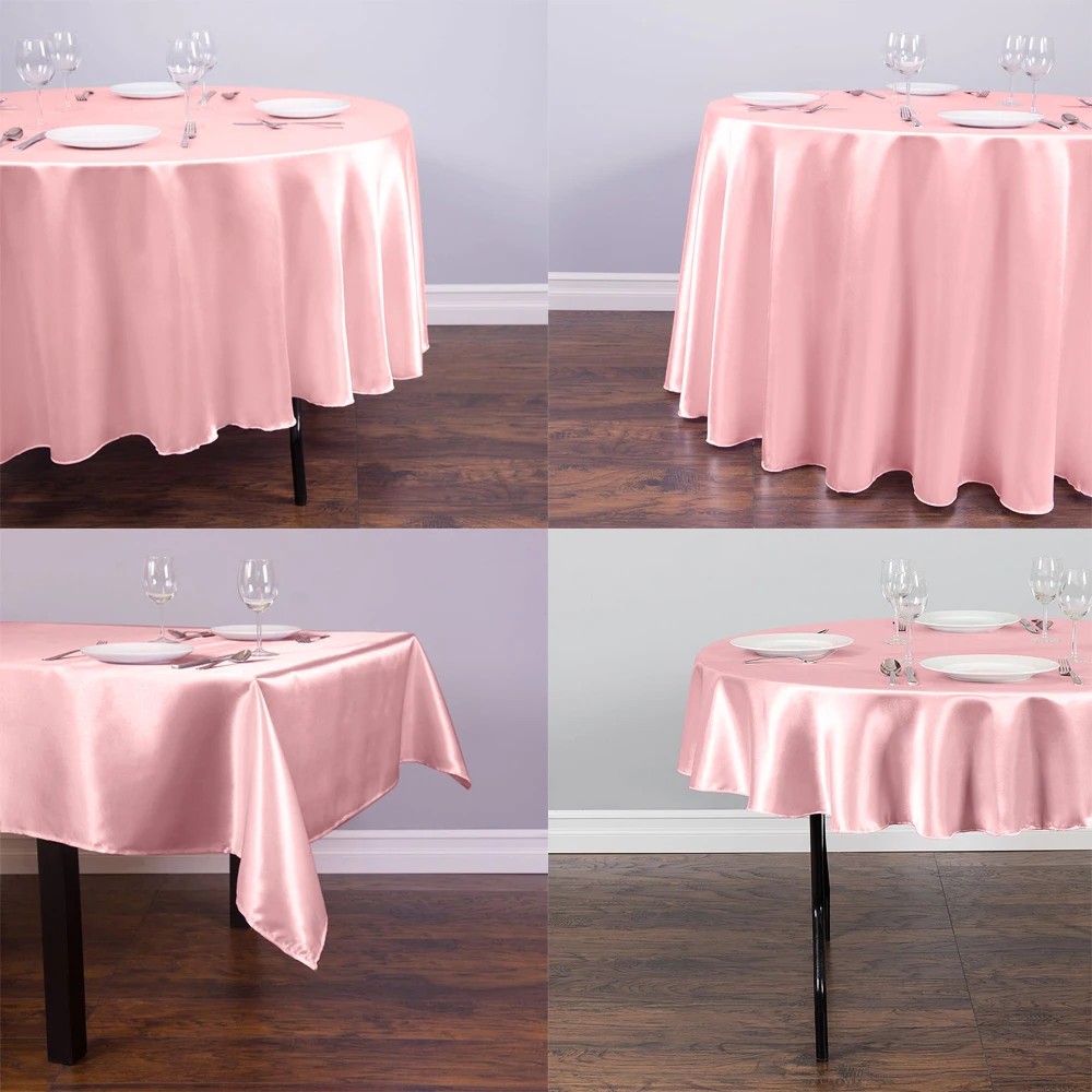Pink Series Satin Tablecloths Round Overlay Bright Smooth Fabric Table  Cover for Wedding Party Restaurant Banquet Decorations - AliExpress, image size:1000x1000