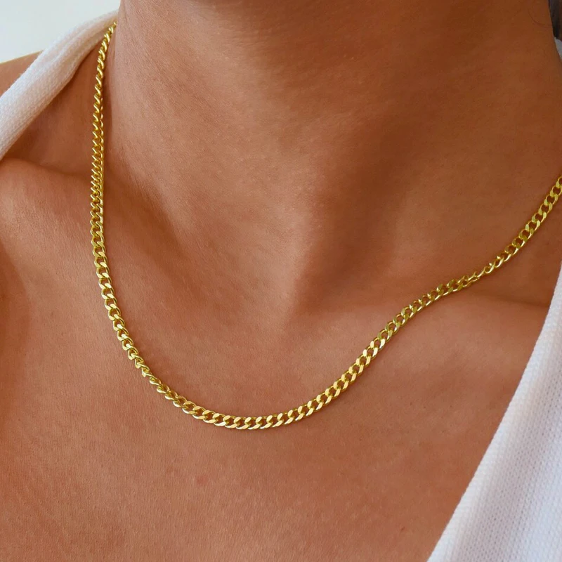 50 x Stainless Steel Curb Chain Necklace Gold Silver Tarnish Free