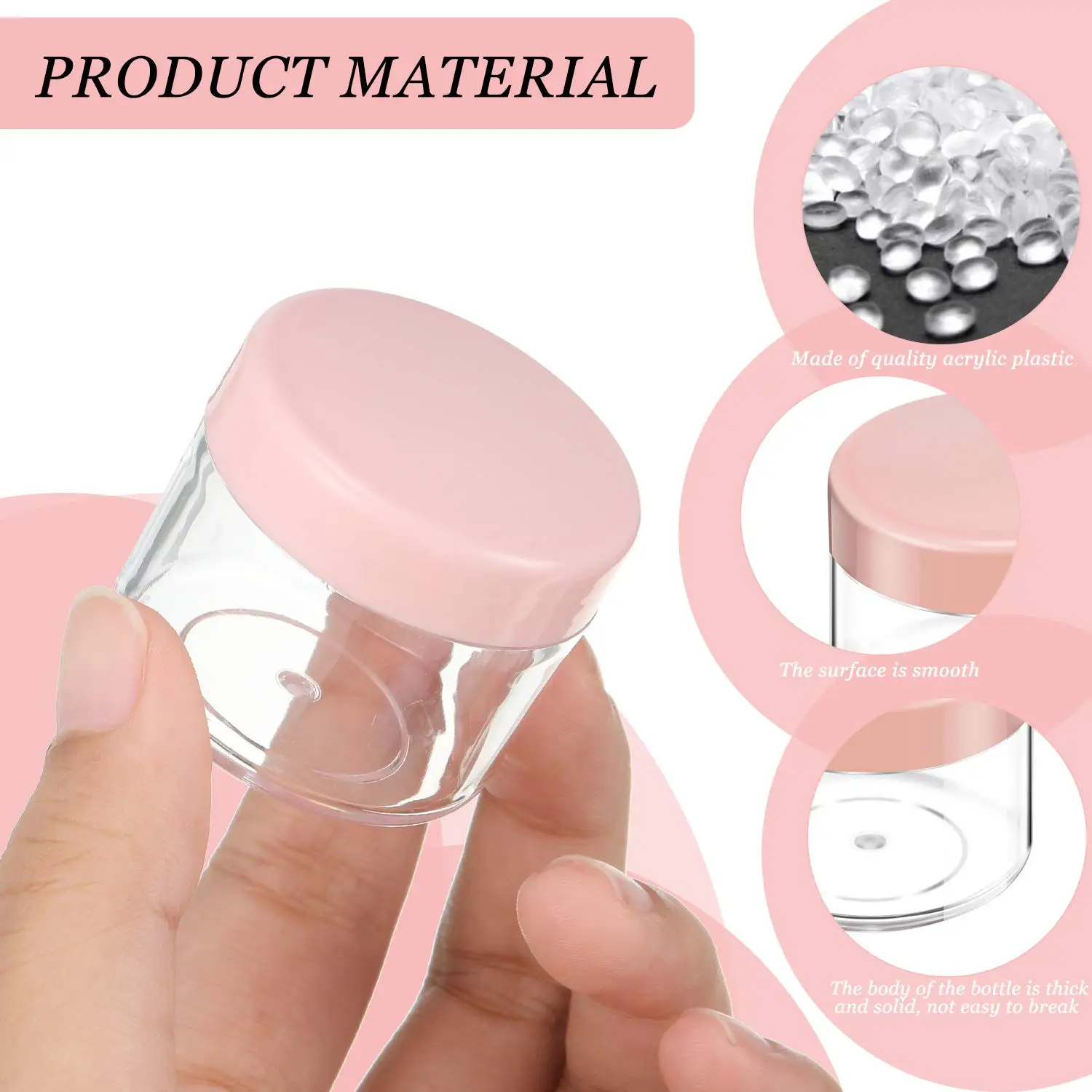 Wholesale Custom Empty Lip Scrub Box With Logo Lip Butter Acrylic 10/20ML Jars For Lip Balm,Makeup,Eye Shadow, Rhinestone 5