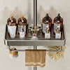 New 1PC Wall Mounted Bathroom Shower Head Holder No Drilling Required Shampoo Organizer Rack Integrated Design Storage Shelf 1
