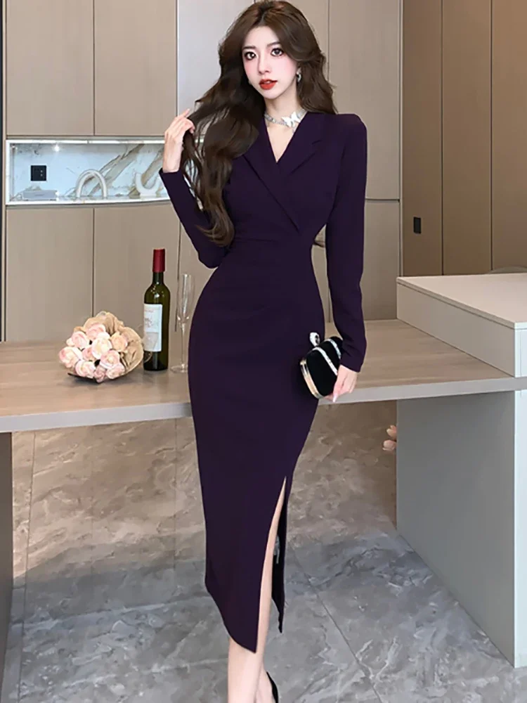 long sleeve pink formal dress One-Shoulder Tight Long Prom Dress