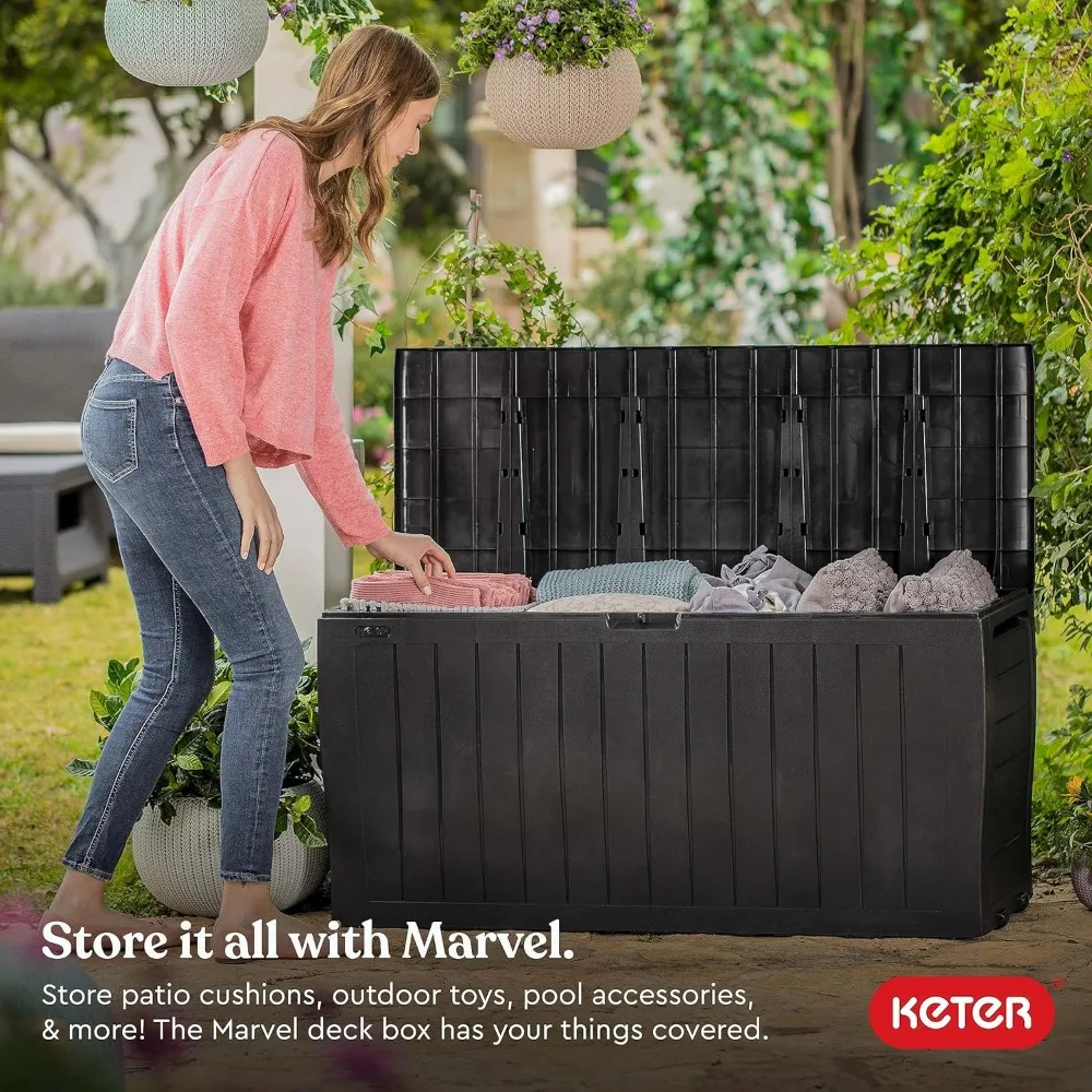 

Marvel Plus 71 Gallon Resin Deck Box-Organization And Storage, Throw Pillows, Garden Tools And Pool Toys, Graphite