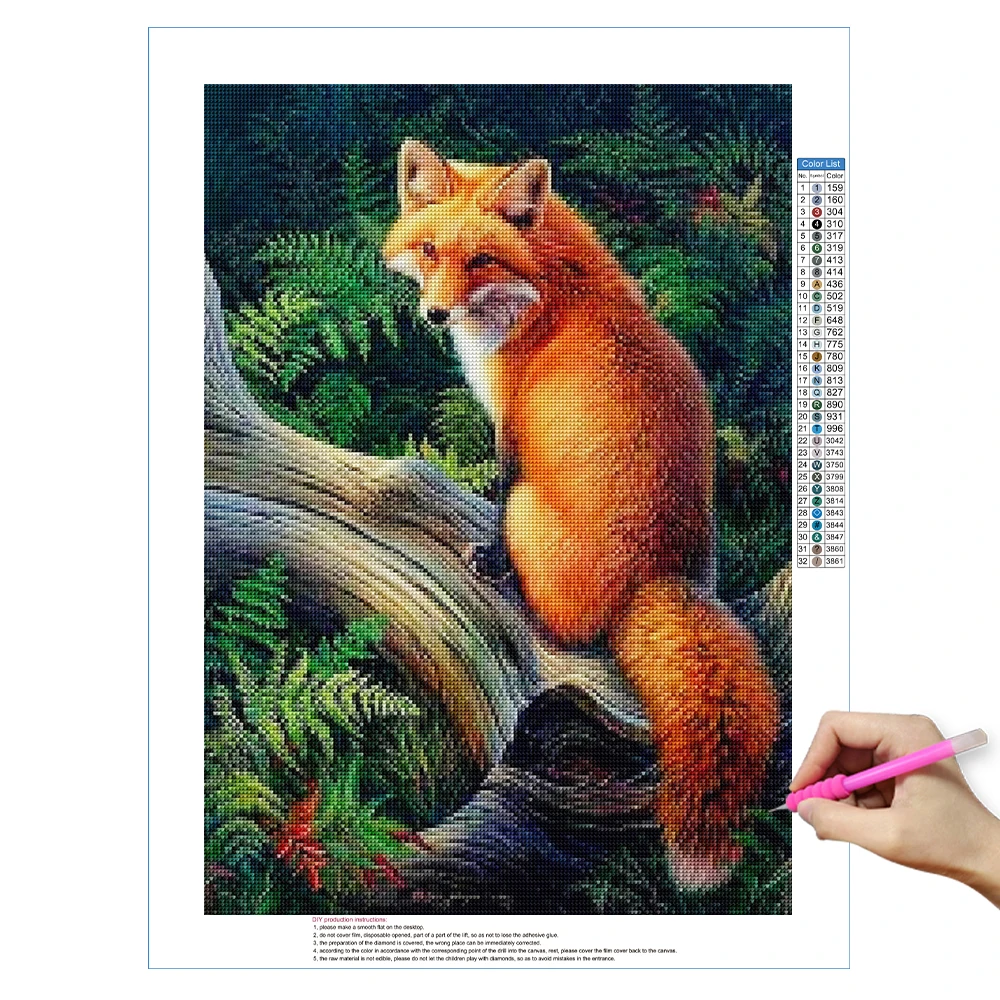 Diamond Painting 5D DIY Diamond Painting Fox Rhinestone Mosaic Animals Diamond Embroidery Handmade Gift Wall Decor