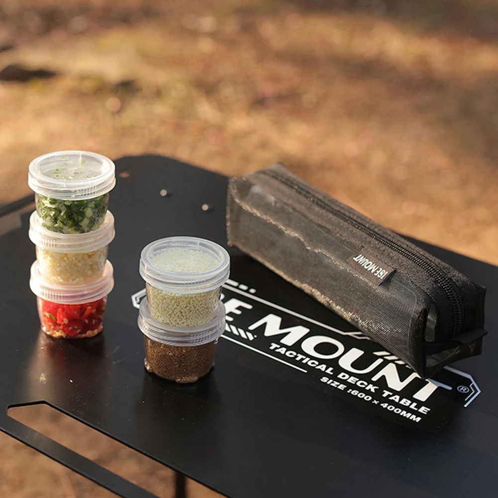 Camping Spice Kit with 5 Clear Seasoning Bottles Seasoning Storage Bag Camping Seasoning Container for Picnic Cooking Barbecue
