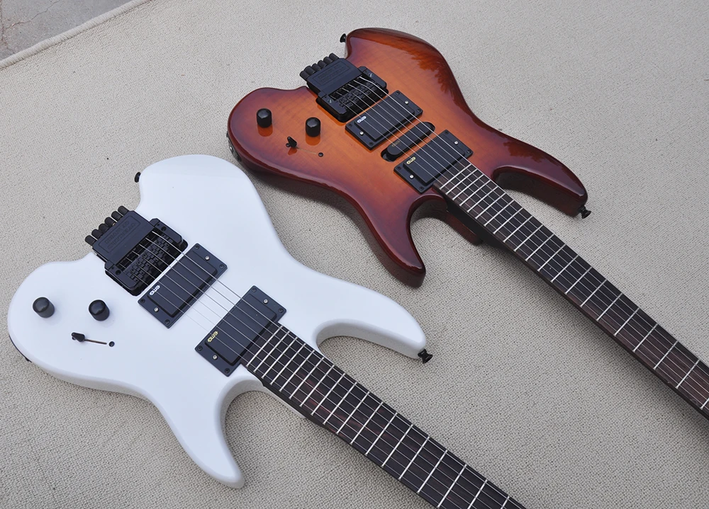 Two Colors 6 Strings Headless Electric Guitar with Tremolo Bar,24 Frets,Rosewood Fretboard