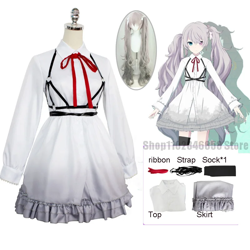 

Project Sekai Colorful Stage! feat. Diva Cosplay Costume Wigs White Uniform Outfits Lolita Dress Cosplay Suit Grey Wig 105cm