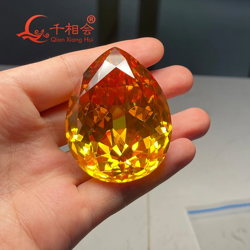 893ct  45.6*59mm  white and yellow  color pear  shape  cullian cut  cubic zirconia loose stone cz stone
