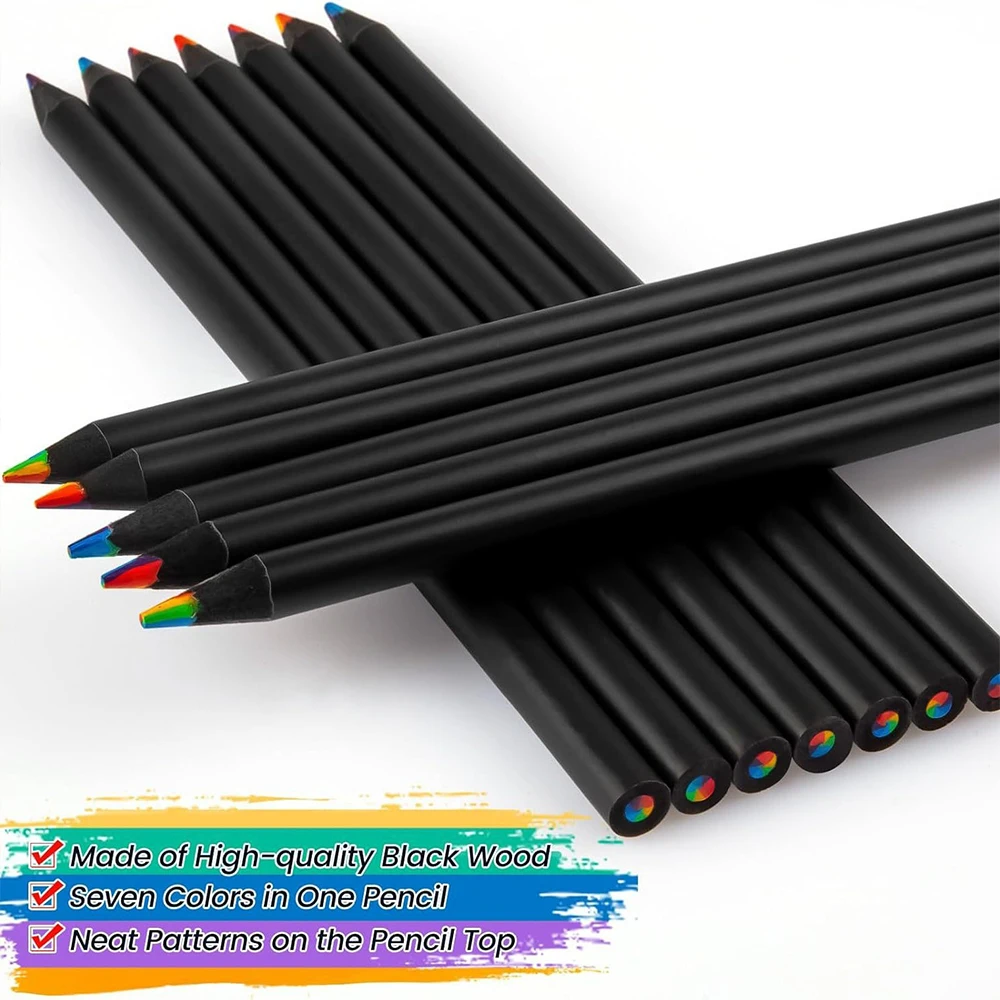 Vibrant Rainbow Colored Wooden Drawing Pencils