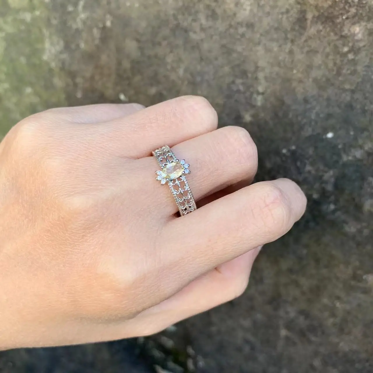 3MM Natural Citrine Ring Adjustable Female Ring Jewelry for Women Gift Wholesale High Quality Vintage Fine