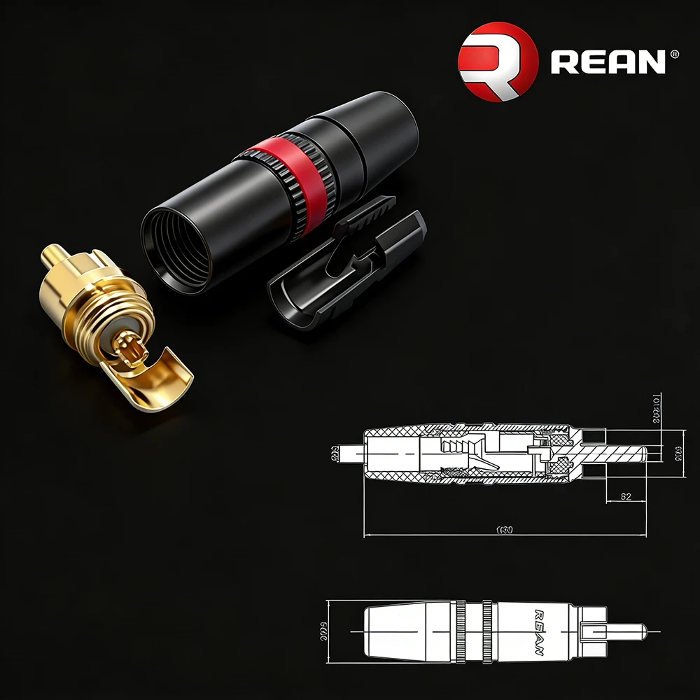 ▲ Neutrik REAN NYS373-2 NYS373-9 RCA 남성 플러그 골드 접점 금속 쉘 전문 오디오 커넥터 (앰프, CD 플레이어, DIY용)
