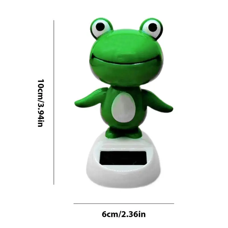 Cute Frog Car Solar Decoration Bobble Head Frog Solar Powered Shaking Head Ornament Animated Window Car Dashboard Decoration