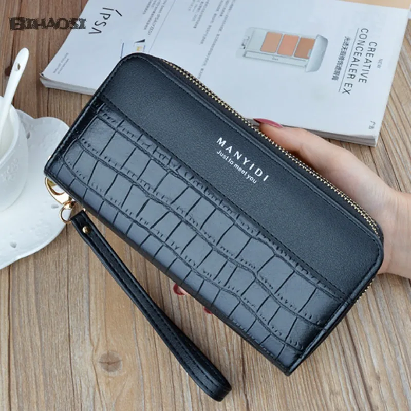 Women's Long Wallet Clutch Bag Large Capacity Double-layer Wallet Mobile Phone Bag Mobile Phone Bag Double Zipper Money Clip
