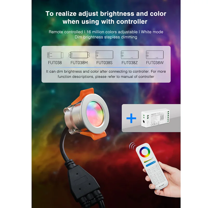 

Миниатюрный одноцветный светодиодный светильник Miboxer CCT RGB RGBW, водонепроницаемая точечная лампа с регулируемой яркостью для украшения гардероба, 3 Вт