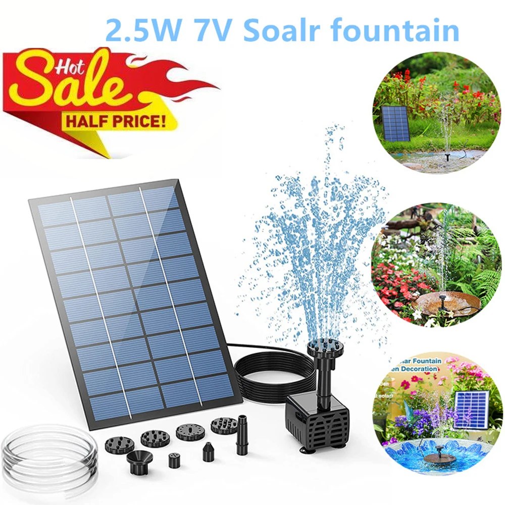 2.5W 태양열 분수 펌프, 6 노즐 및 4 피트 물 파이프, 조류 욕조, 연못, 정원 및 기타 장소용 태양열 펌프 