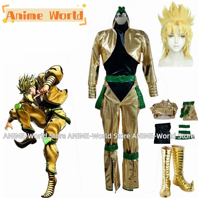 

《Custom Made》Movie Dio Brando Cosplay Costume Gold Patent Leather Version Shoes Wig Custom Size Any Size