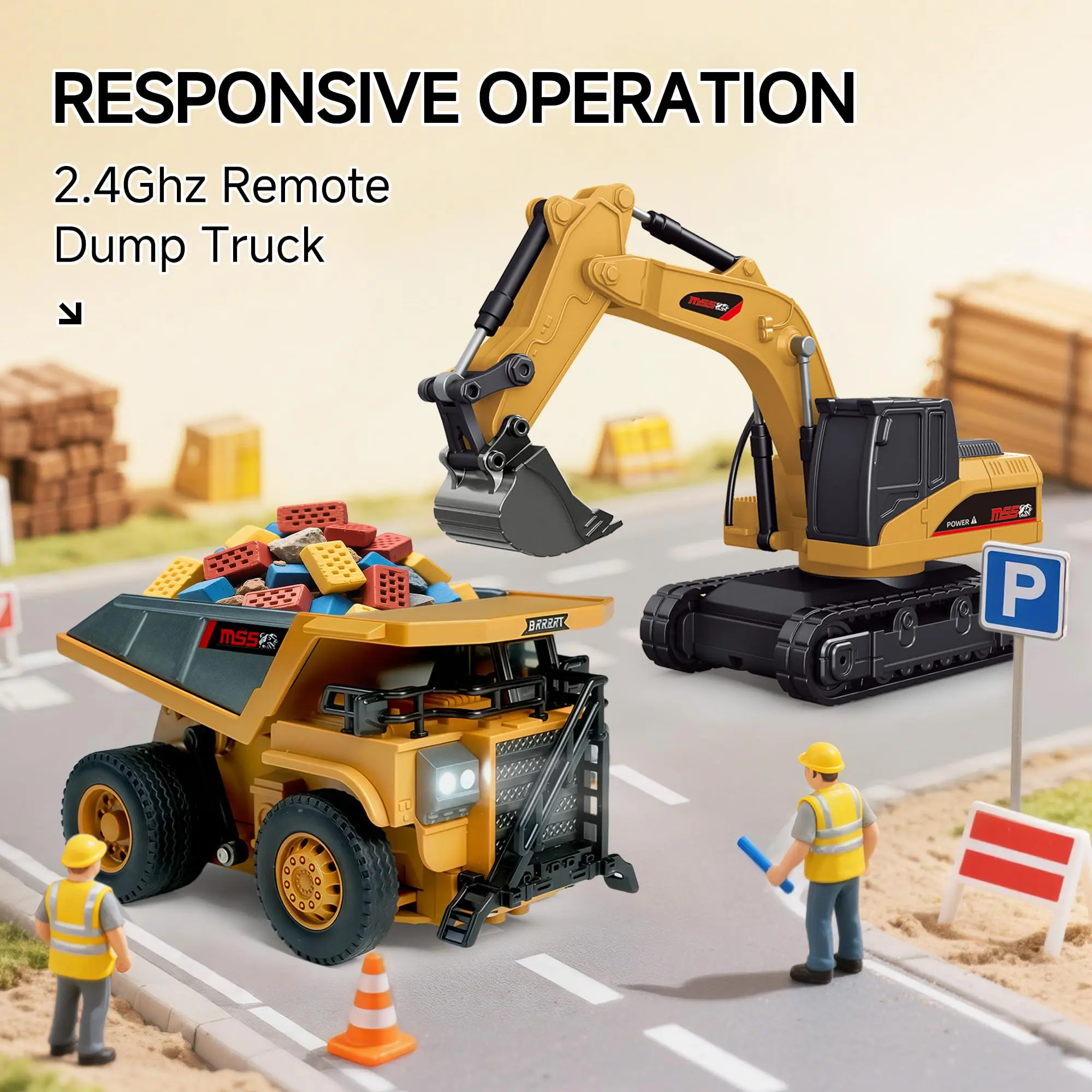 Camion benne RC 1/64 8 canaux châssis métal - Mini excavatrice télécommandée