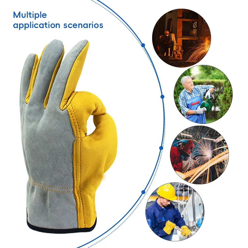 Work gloves Protective gloves 1 Pair Yellow Leather Gloves Soft Sensitive Gloves Finger Guards for TIG Welding Glove Accessoris Protection Safety Supplies