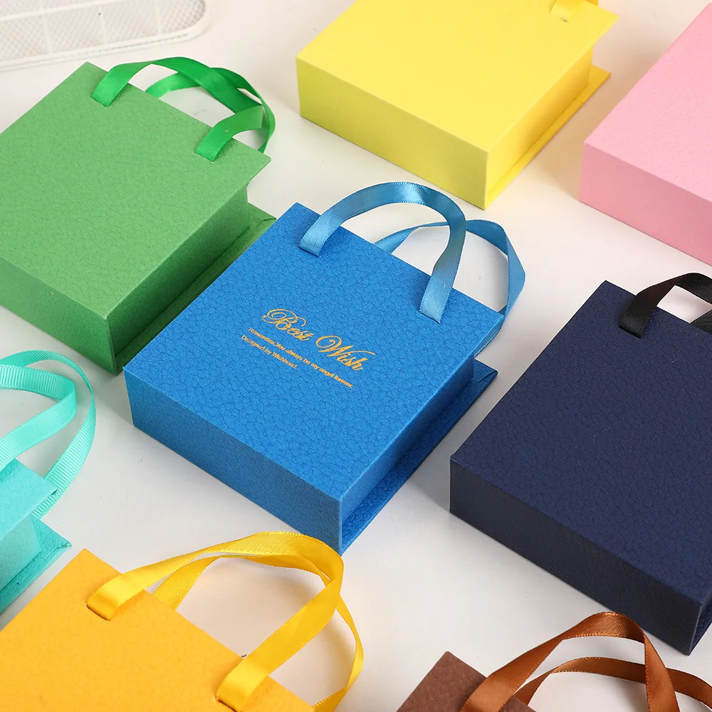10pcs Flip Kraft Paper Box Portable Jewelry Packaging Earrings Ring  Luxury Jewelry Storage Cases Can Custom Logo Printed
