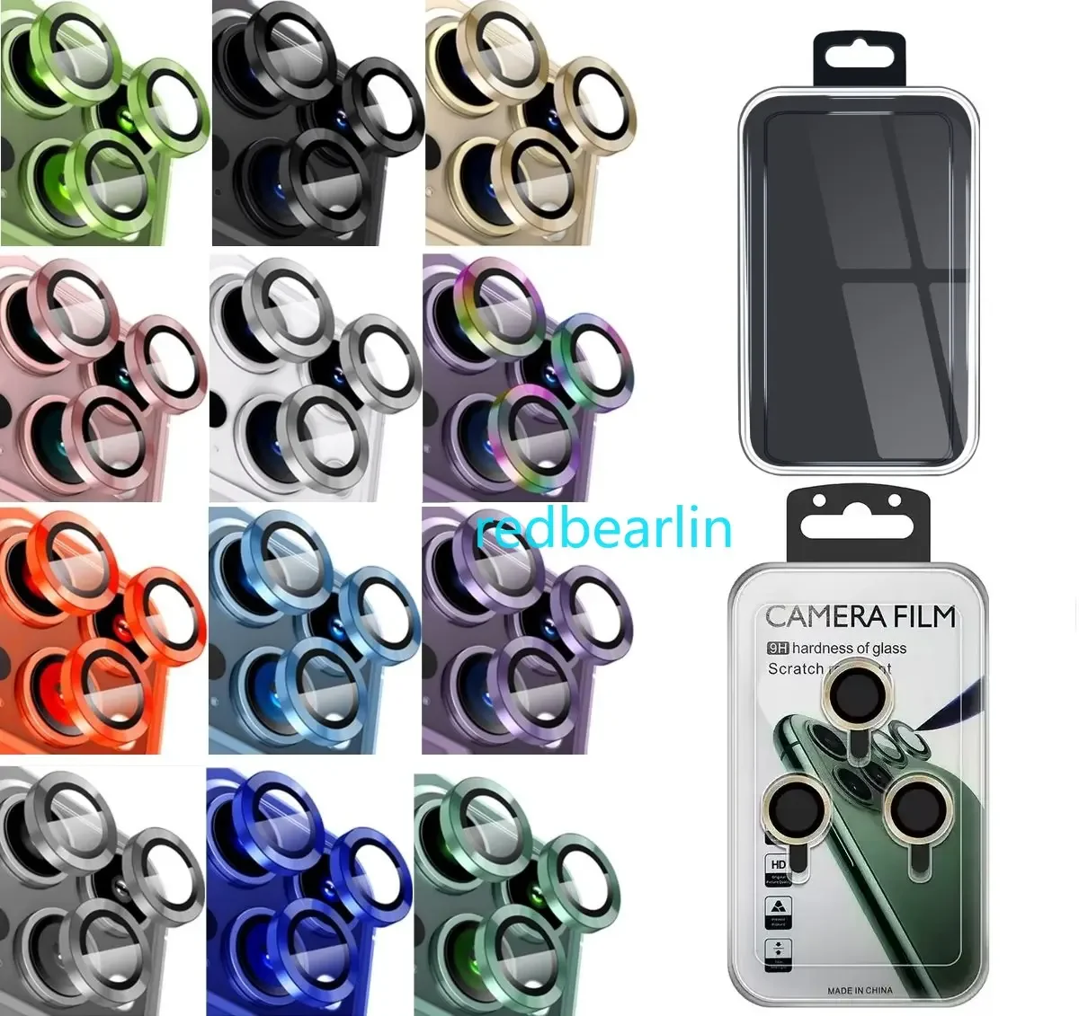 50pcs CD Luxury Camera Lens Film Screen Protector Glass Cover For iPhone 15 11 13 14 Pro Max Camera Protective Glass Back Lens