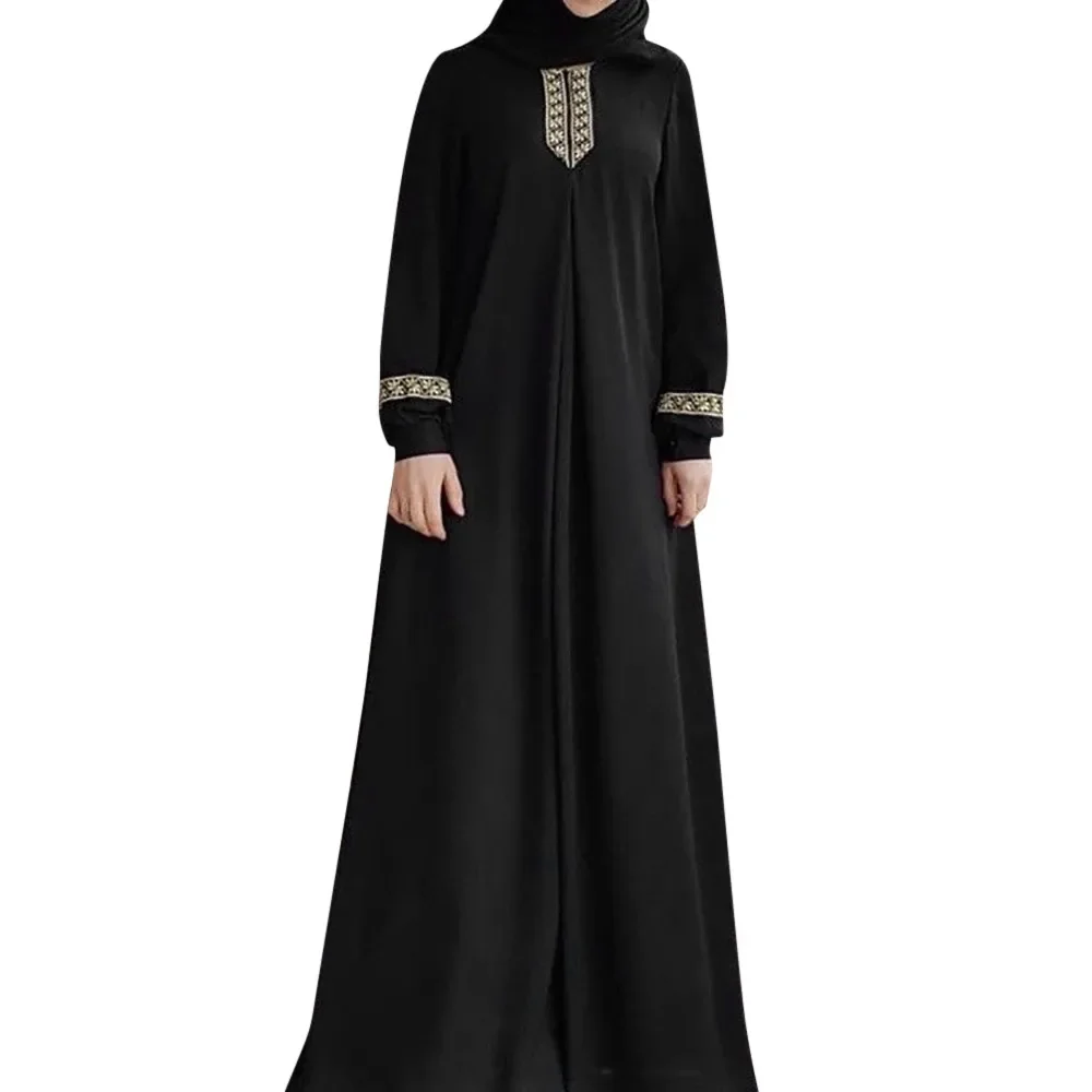 Long Muslim Dress Embroidery Kaftan Plus Size Casual  Dress  Muslim Clothes Dress Women