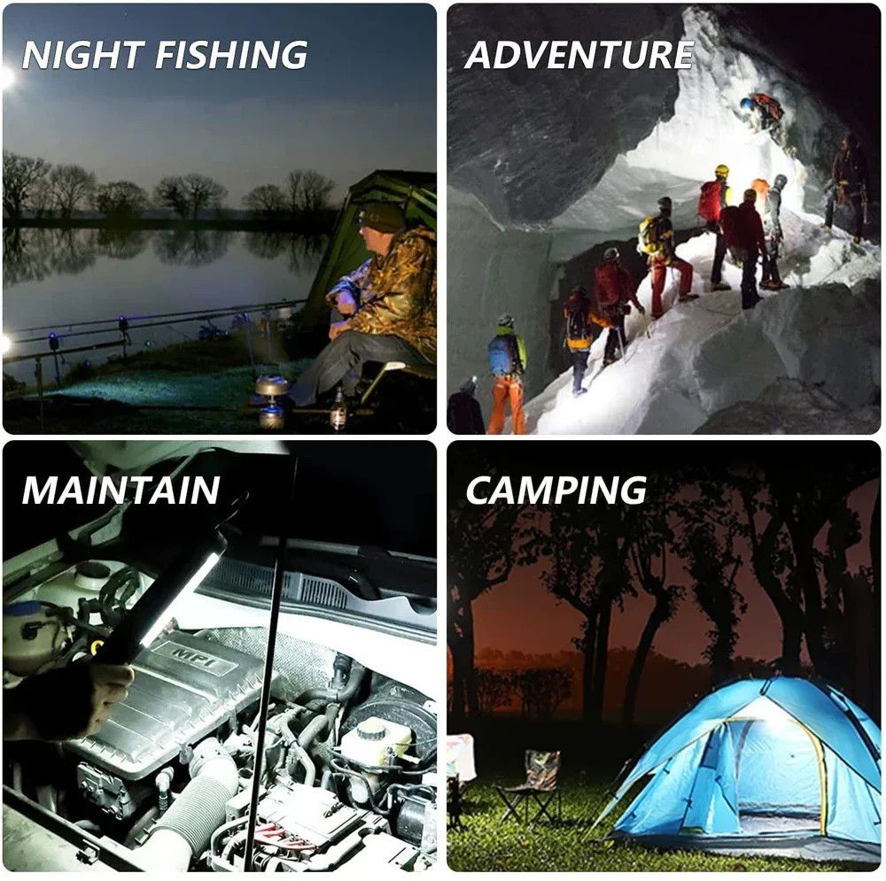 Powerful Work Light LED Portable Camping Lantern USB Rechargeable Work Lamp With Magnet Hook Waterproof Repair Camping Lights