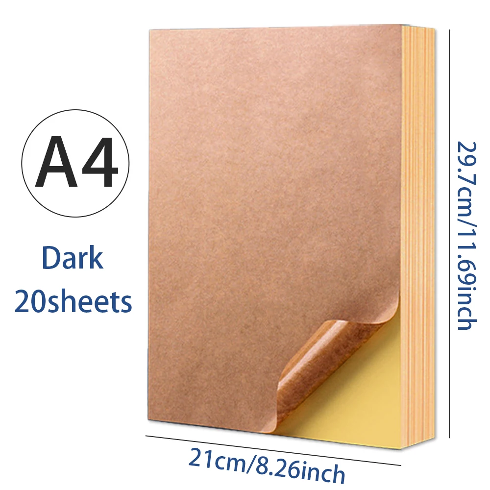 A4 20 Blatt weiß/Kraft bedruckbarer Aufkleber, selbstklebendes Aufkleberetikett, mattes, glänzendes Papierblatt für Laser-Tintenstrahldrucker, Kopierer – Detail 2