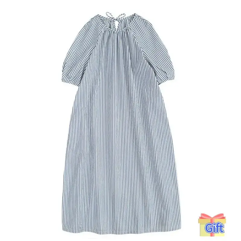

2023 Summer New in Casual Navy Striped Dresses Women Chubby Cotton Plus Size Pregnant Midi Dress Holiday Outfits Home Harajuku