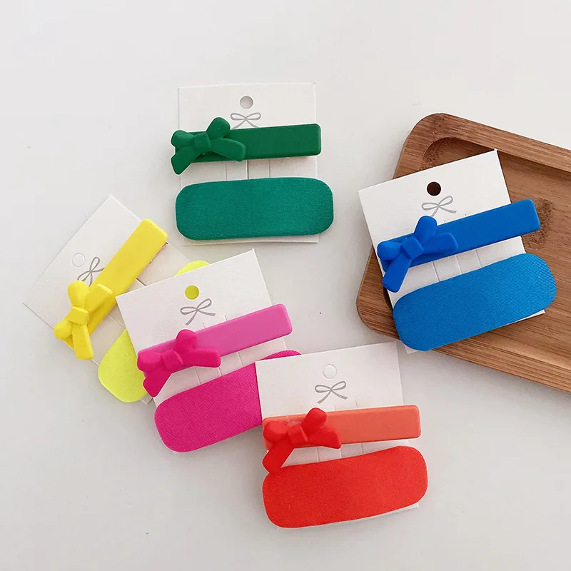 

2pcs Korean Style Girls Hair Clip Candy Color Plastic Bow Hairpins for Children Cute Hair Accessories Women Knot Barrettes