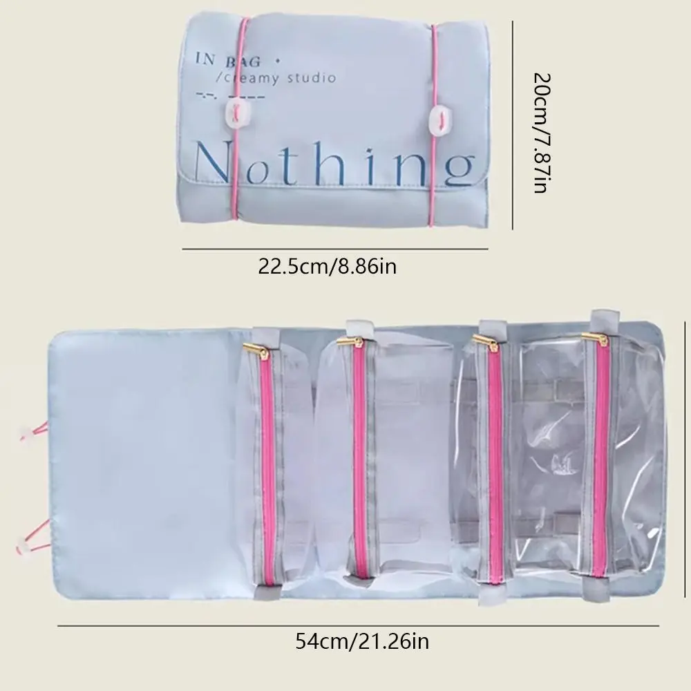 Zipper Fold Cosmetic Bag OX Cloth Korean Style Student Stationery Bag Letter Lager Capacity Cream Color Makeup Bags Travel