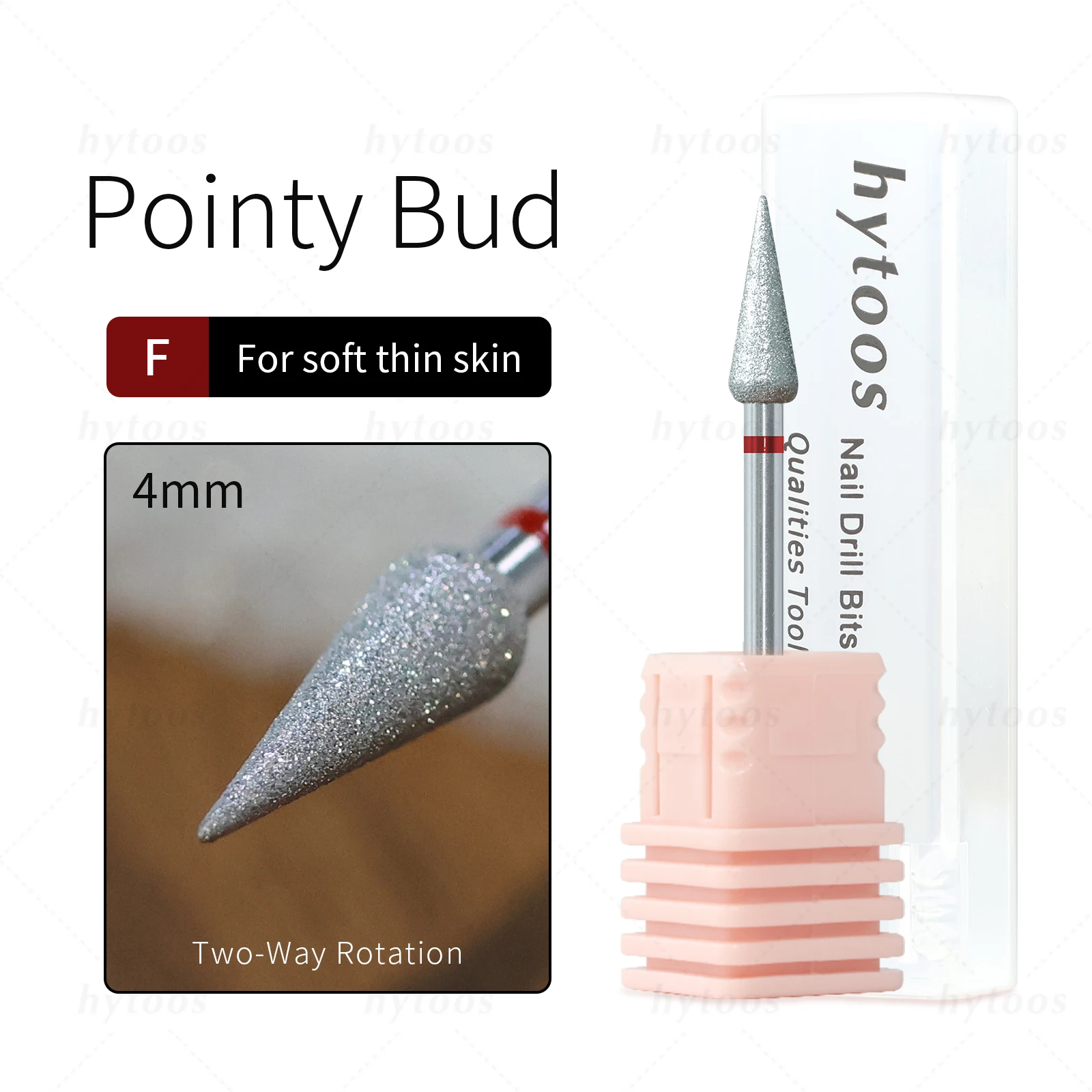 HYTOOS Spitzen-Knospen-Diamant-Nagelbohrer, Chrom Pro, russischer Nagelhaut-Bit für Bohrer, abgestorbene Haut, Reiniger, Nägel, Vorbehandlungswerkzeug – Detail 9