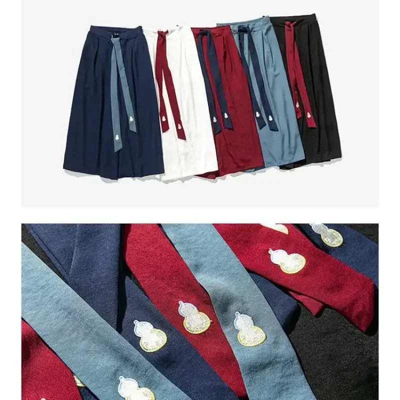Men Wide Leg Pants Mens Cotton Joggers Retro Loose Trousers Man Chinese Style Linen Pants Male Big Crotch Nepal Robe